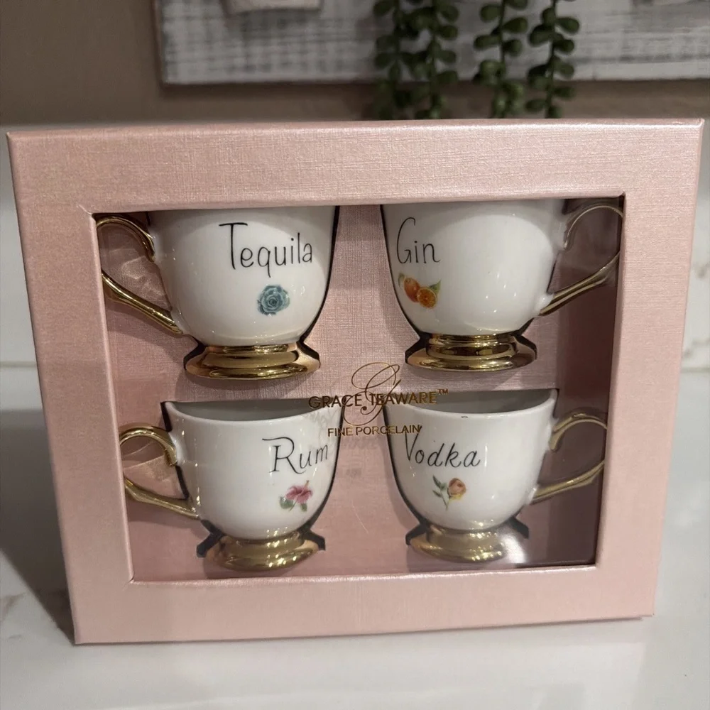 Tea Cup Shot Glasses- Set Of 4
